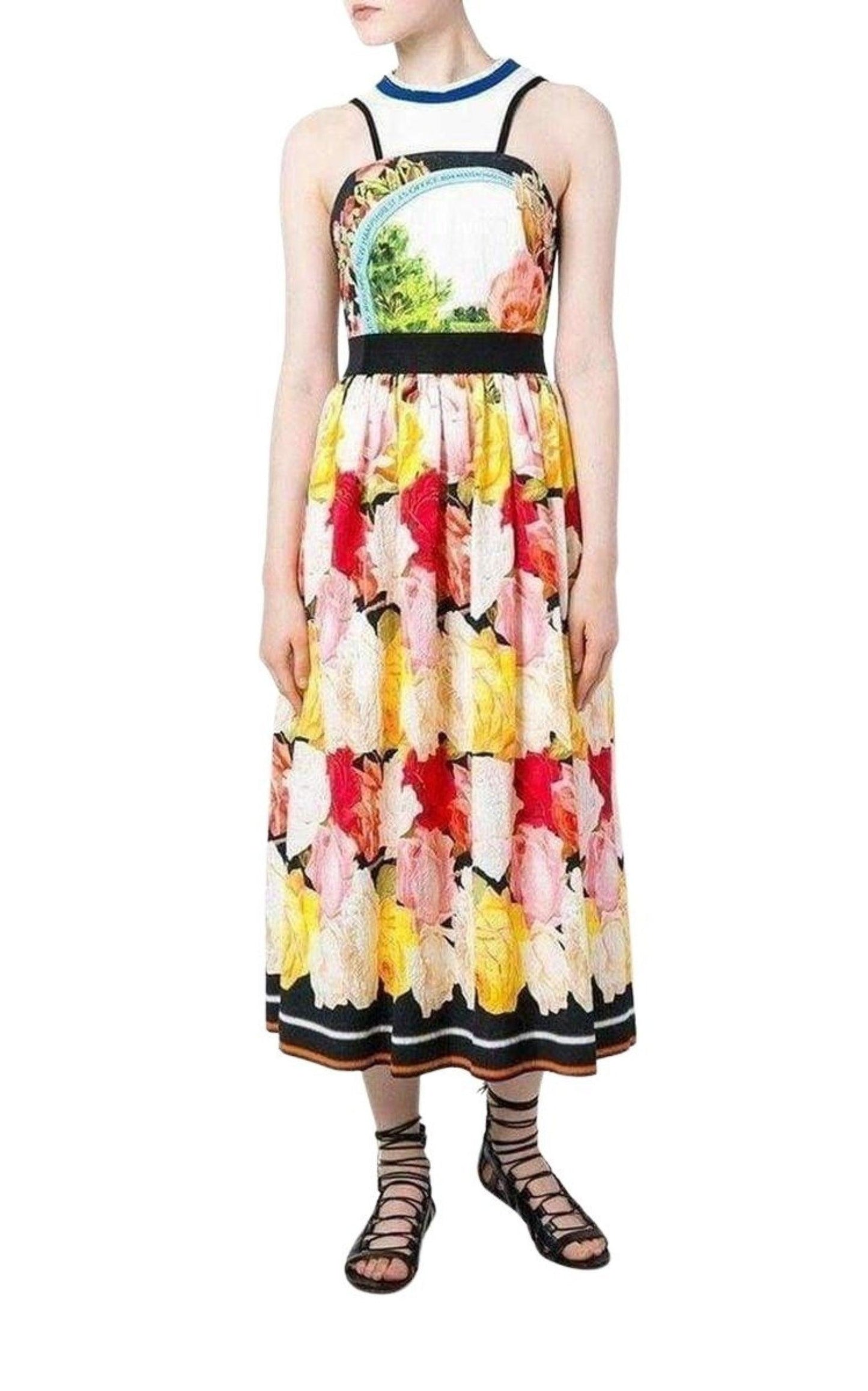 Cotton Blend Printed Dress Mary Katrantzou