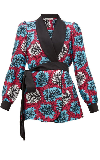 Darcy Coral Print Silk Jacket Mary Katrantzou