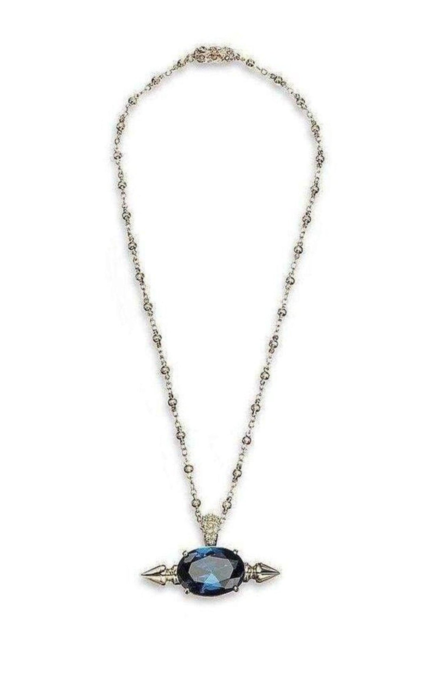 Spike and Oval Blue Crystal Necklace Mawi