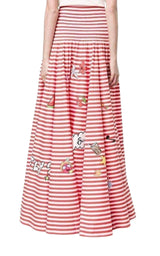 Mira Mikati Red White Stripe Cotton Skirt Dress Mira Mikati