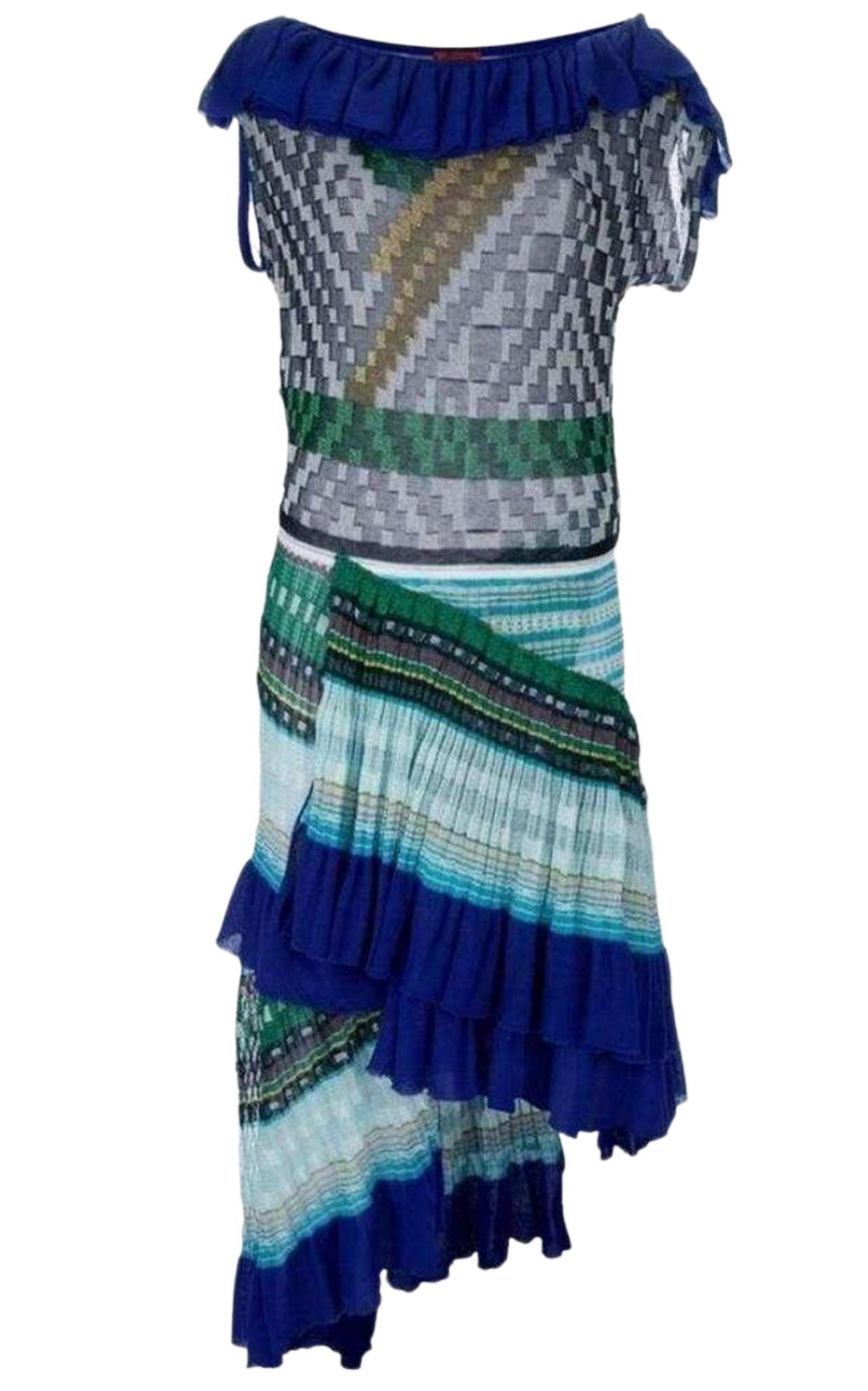 Roude Ruffled Crochet Knit Dress Missoni