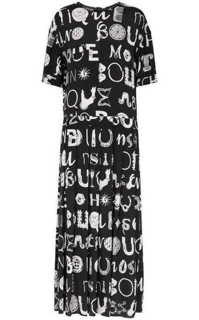 Black Typography-Print Maxi Dress Moschino