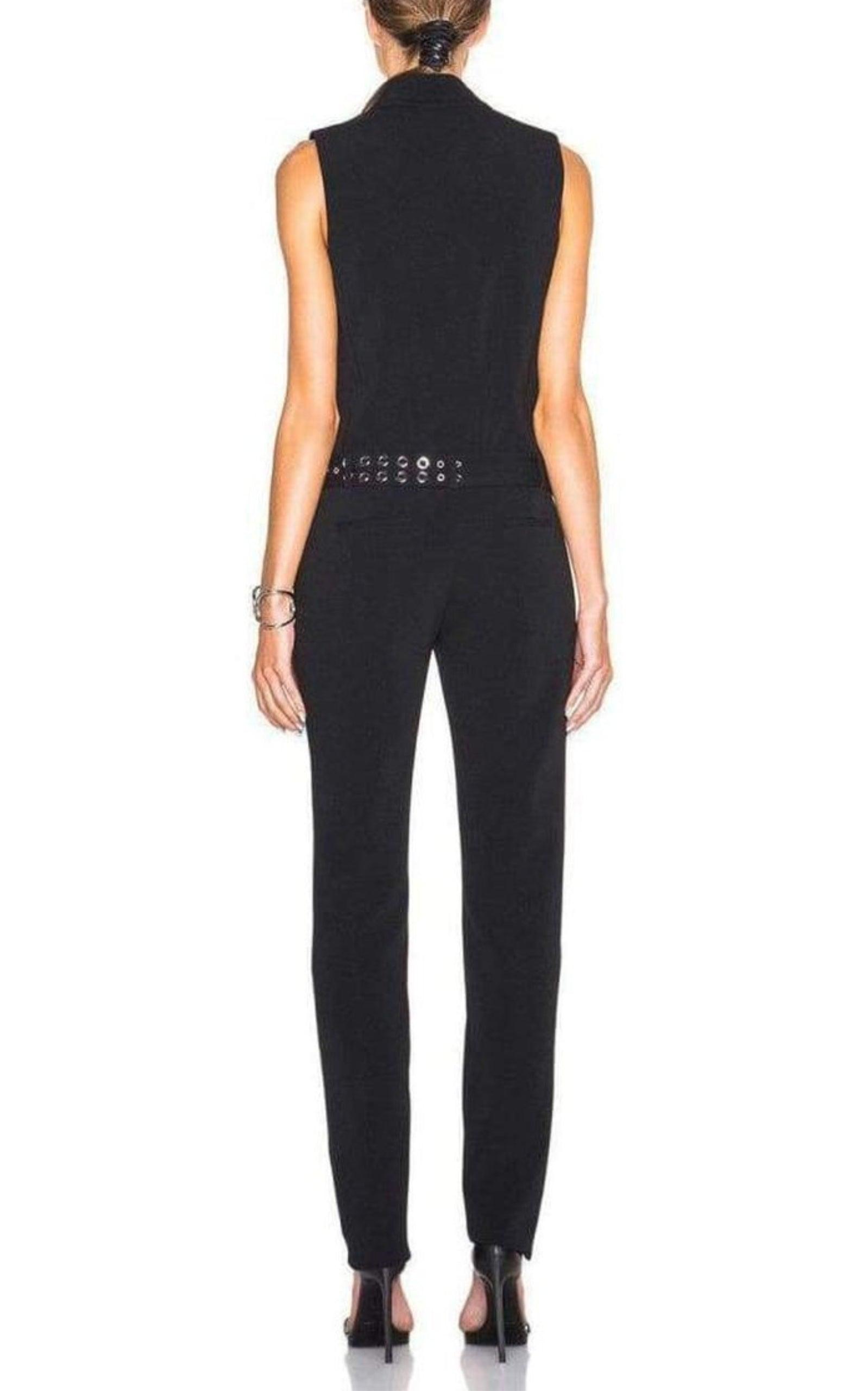 Sleeveless Stretch Crepe Jumpsuit Mugler