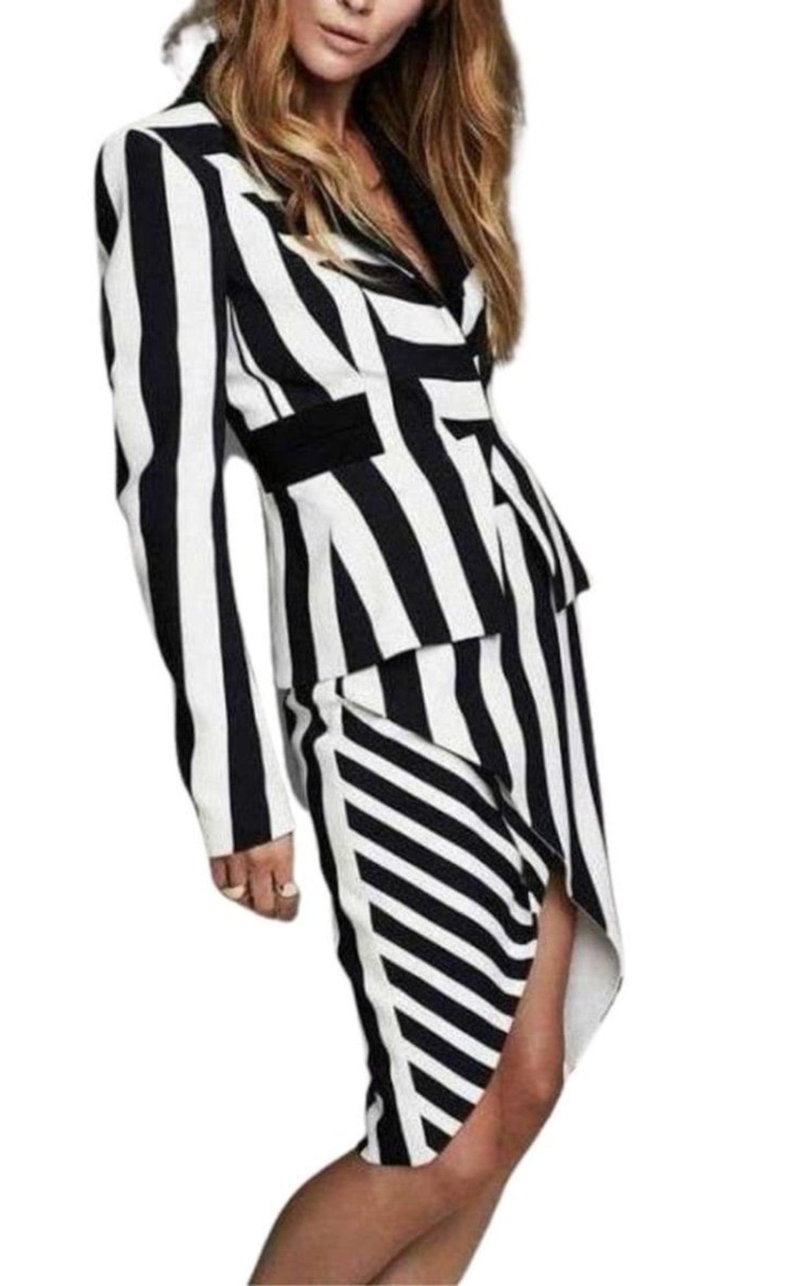 Striped Stretch Crepe Skirt Mugler