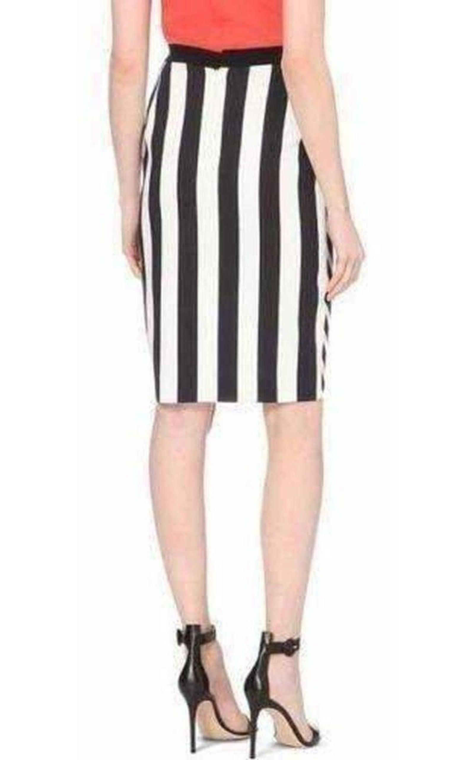 Striped Stretch Crepe Skirt Mugler