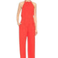 Red Open Back Sleeveless Silk Jumpsuit Nina Ricci