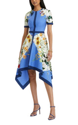 Floral-print Flared Cotton Dress Oscar de la Renta