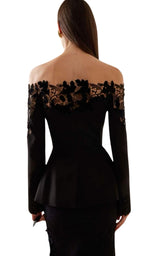 Off-Shoulder Velvet Guipure Lace Blazer Oscar de la Renta