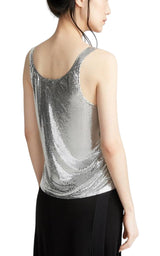 Silver Asymmetric Metal Mesh Top Paco Rabanne