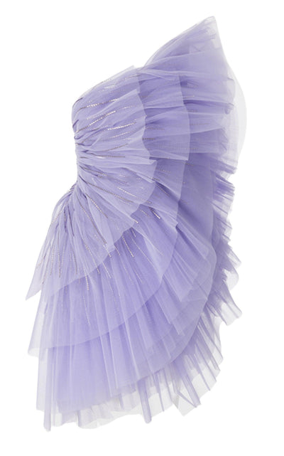 Pamella Roland Pleated Tulle Mini Dress - Runway Catalog