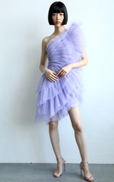 Pamella Roland Pleated Tulle Mini Dress - Runway Catalog