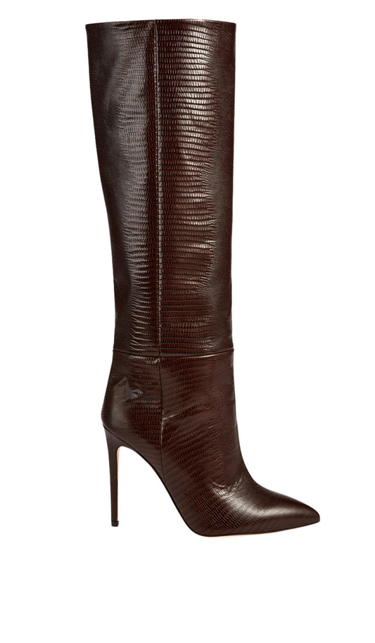 Crocodile-effect Leather Knee-High Boots PARIS TEXAS