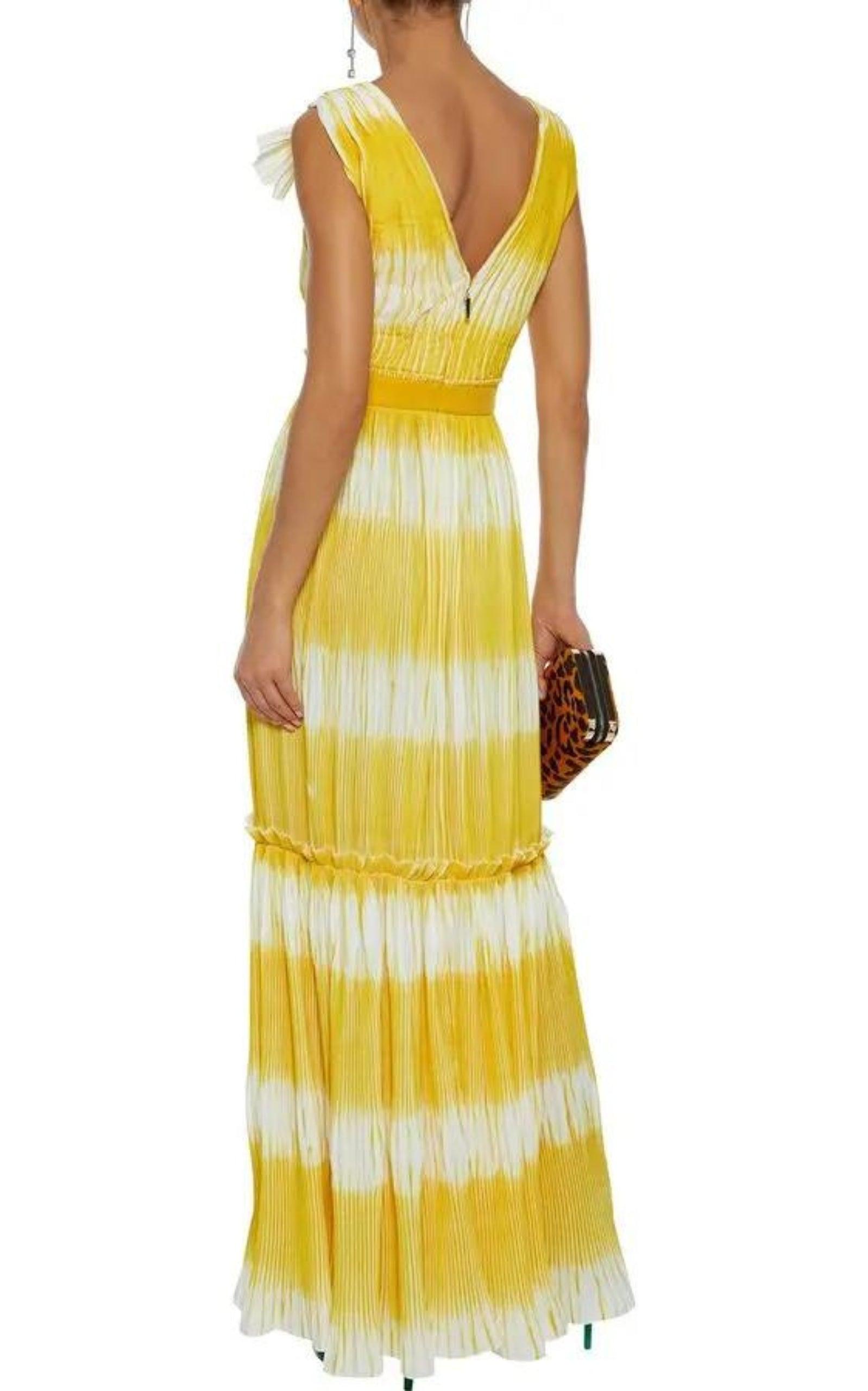 Yellow Tadia Plissé Dress Prabal Gurung