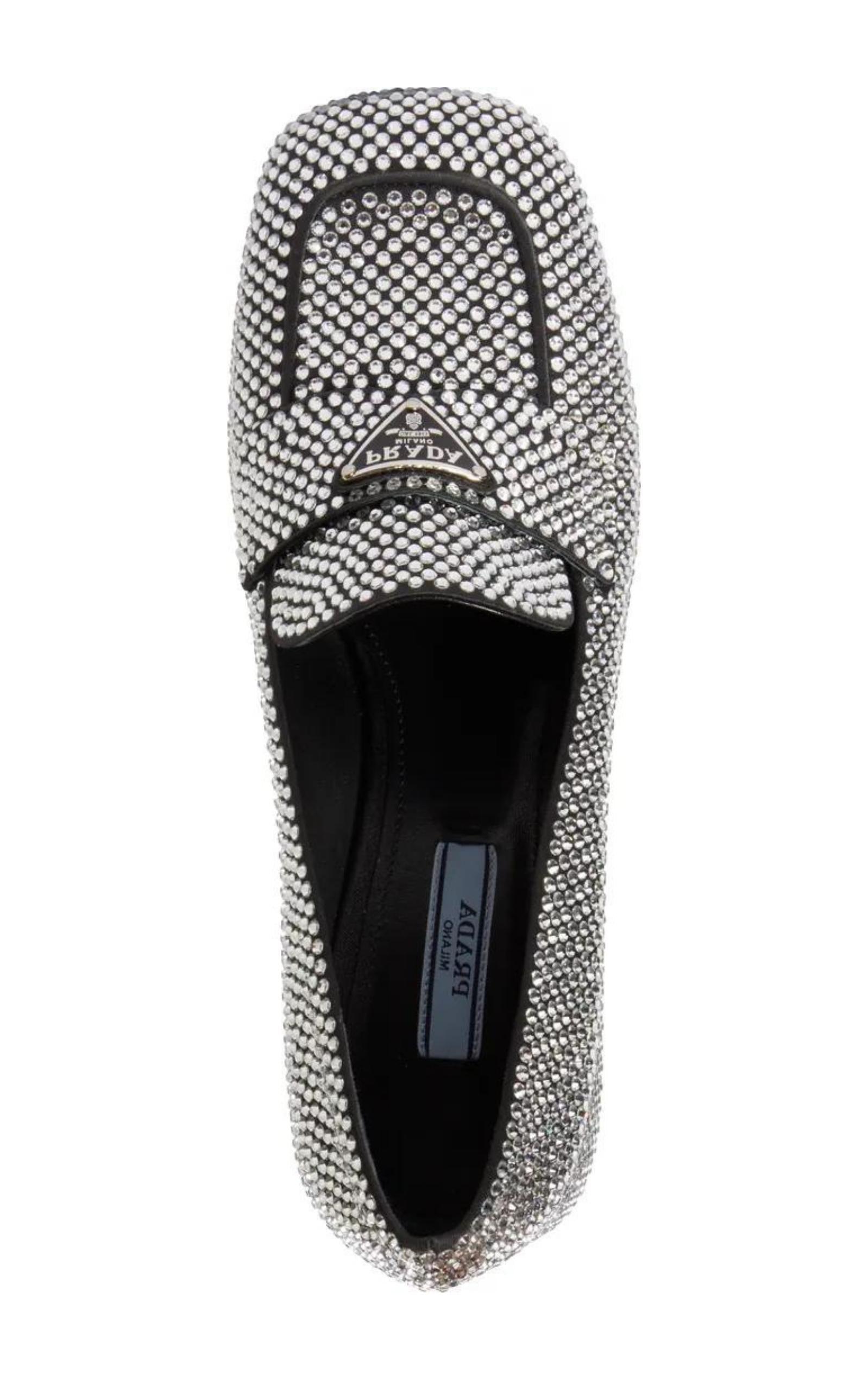 Crystal-embellished Logo-plaque Loafers Prada