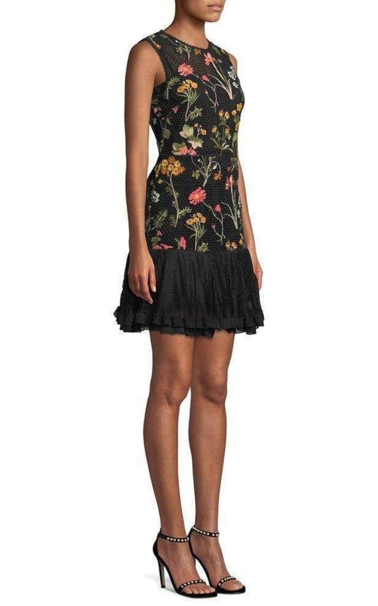 Embroidered Flower Lace Dress Red Valentino