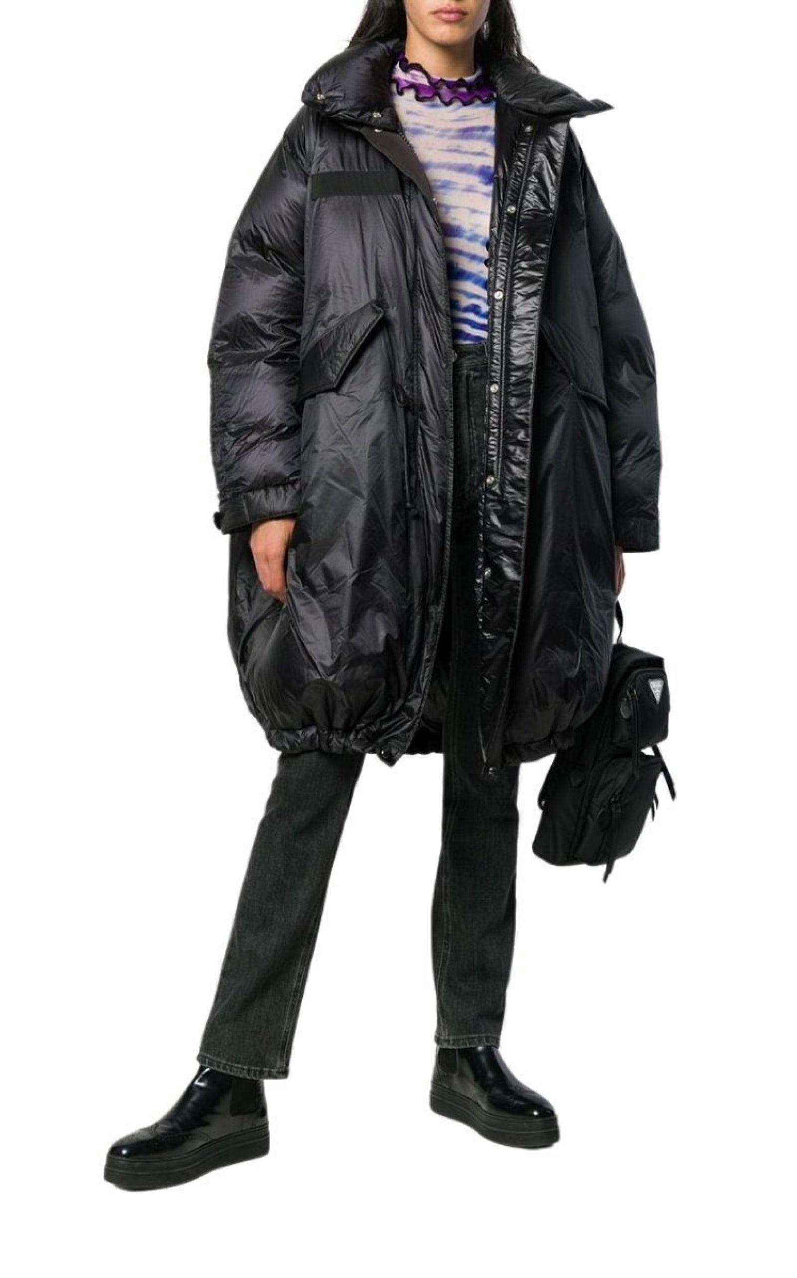 Black Down High Neck Padded Parka Sacai