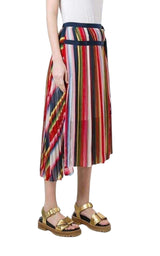 Multi Coloured Striped Midi Skirt Sacai