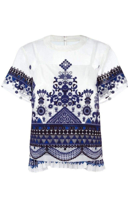 Tribal Lace Organza Top Sacai