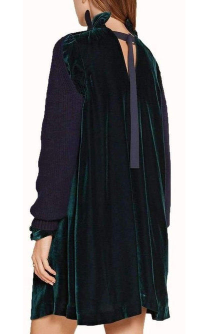 Wool Velvet Panelled Dress Sacai