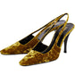 Blade 90 Velvet Slingback Pumps in Mustered Saint Laurent