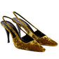 Blade 90 Velvet Slingback Pumps in Mustered Saint Laurent