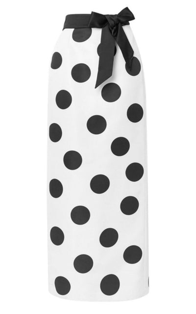 High Waist Polka Dot Silk Twill Skirt Saint Laurent