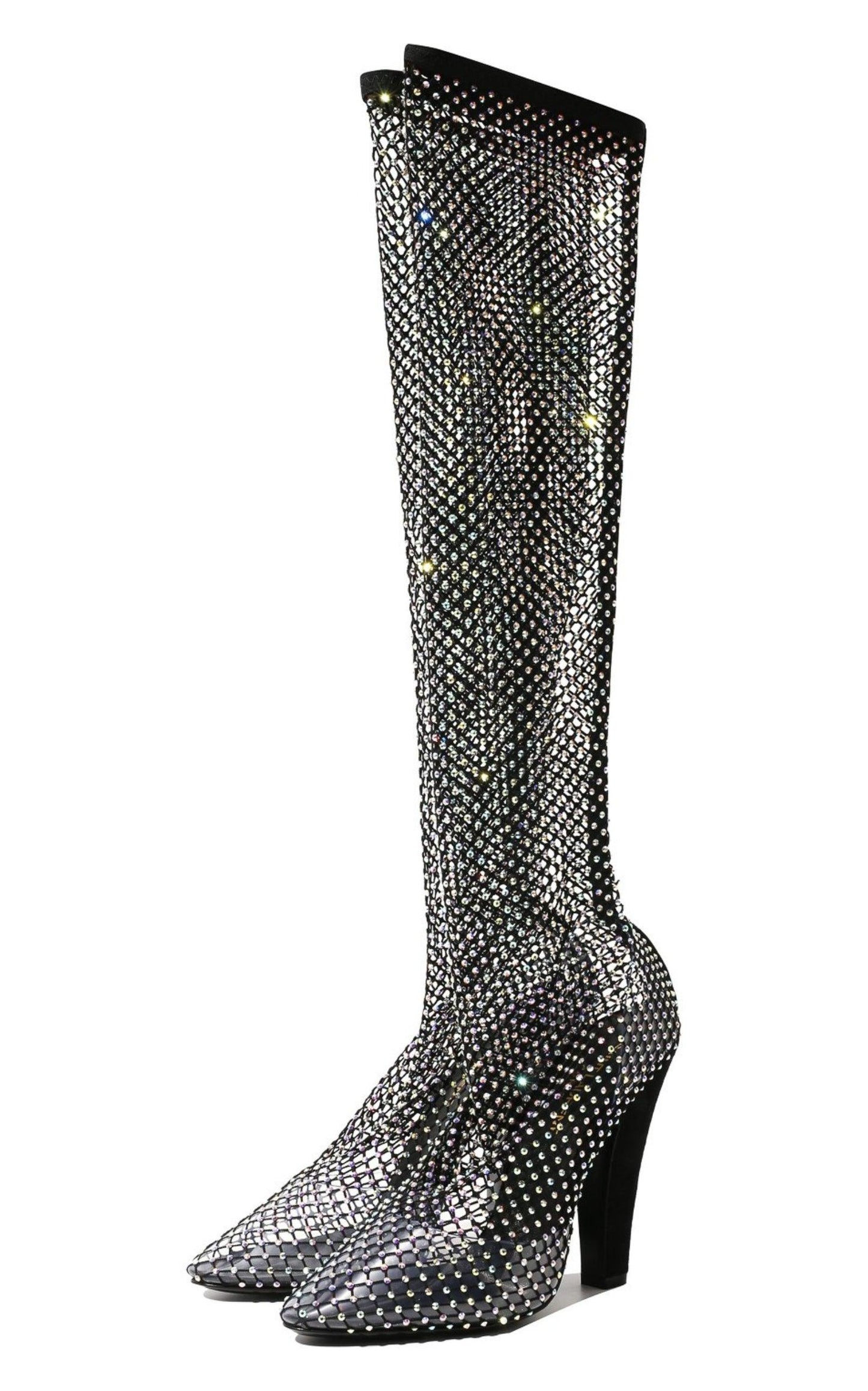 Koller Rhinestone Mesh Boots Saint Laurent