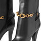 Le Maillon Chain-embellished Leather Knee Boots Saint Laurent