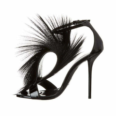 Pierre Antelope-Fur Leather T-Strap Sandals Saint Laurent