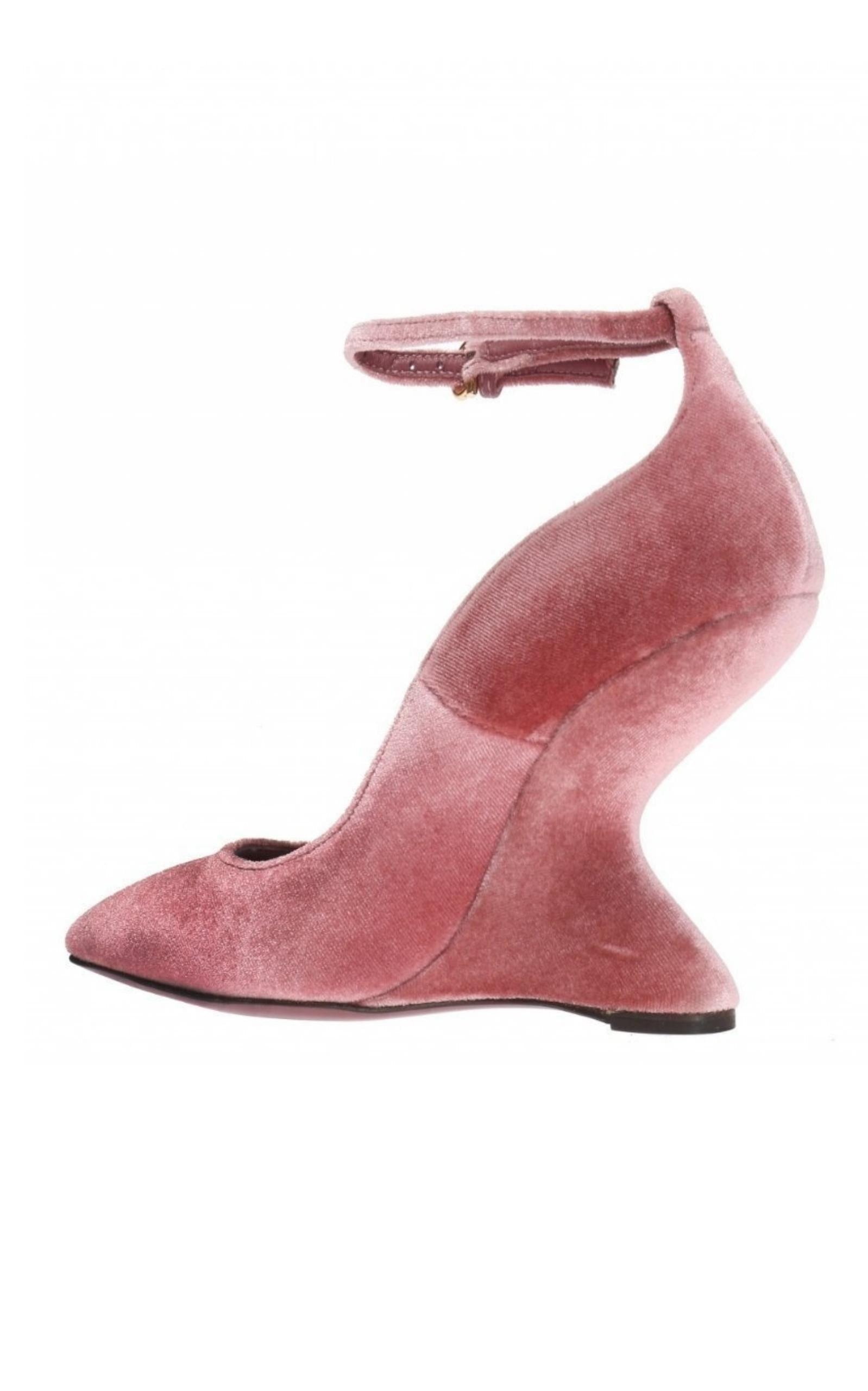 Pink Tivoli Velvet F-wedge Pumps Salvatore Ferragamo