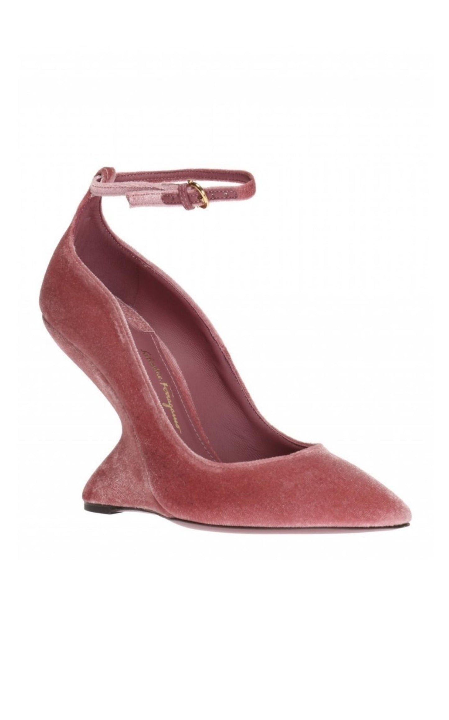 Pink Tivoli Velvet F-wedge Pumps Salvatore Ferragamo