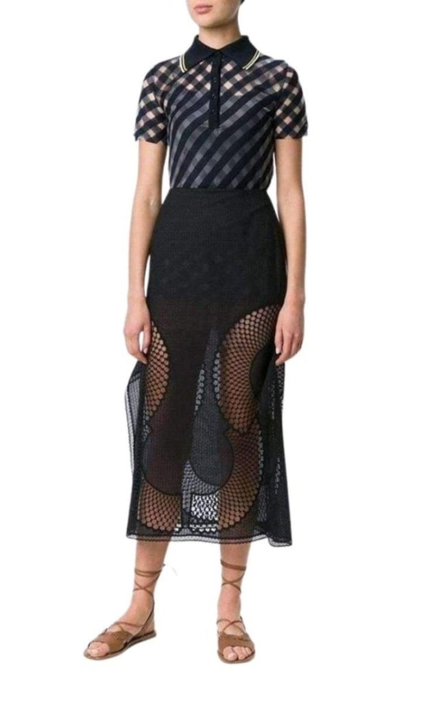 Perforated A-Line Black Skirt Stella McCartney