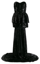 Black Sequinned Gown With Cape The Attico