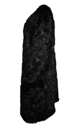 Tiger in the Rain Black Oversized Faux Fur Coat - Runway Catalog