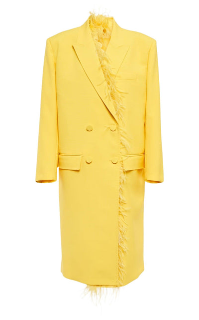 Feather-trimmed Virgin Wool Trench Coat Valentino