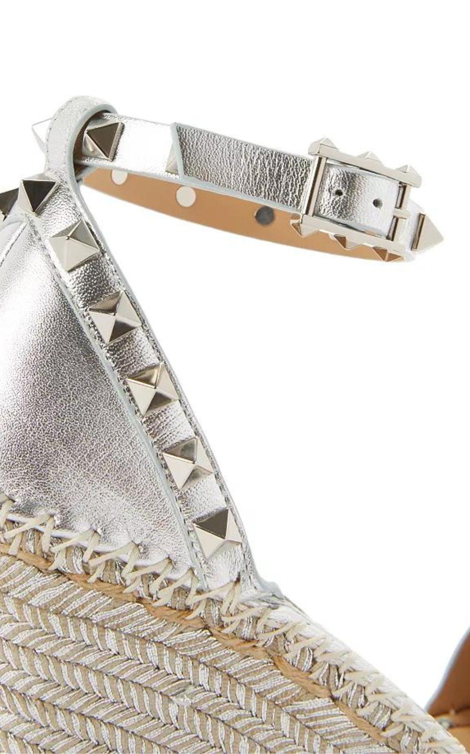 Valentino Garavani Rockstud Metallic Wedge Sandals - Runway Catalog