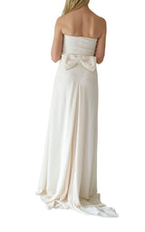 Ivory Bow-Back Strapless Silk Gown Valentino